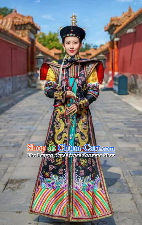 China Qing Dynasty Empress Garment Costumes Ancient Manchu Court Woman Formal Clothing Ruyi Legend Apparels