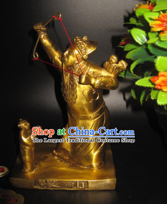 Handmade Brass Zhang Xian Song Zi Statue Chinese God Statue Zhang Xian Da Di Copper Statue