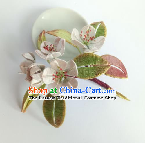 Chinese Ancient Princess Silk Pear Blossom Hair Stick Traditional Hanfu Hair Accessories Song Dynasty Court Hairpin