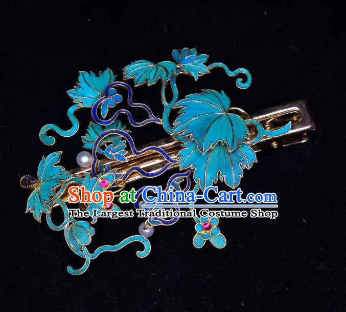 Chinese Traditional Qing Dynasty Blueing Gourd Hairpin Hair Jewelry Ancient Princess Hair Stick