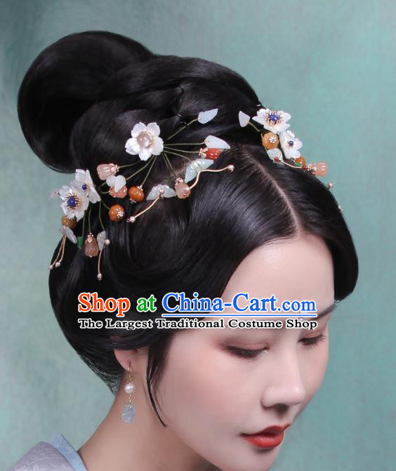 Chinese Handmade Pearls Hairpin Traditional Hanfu Hair Accessories Ancient Princess Jade Butterfly Hair Stick