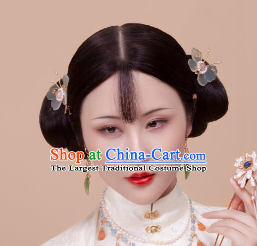 Chinese Traditional Ming Dynasty Hanfu Hair Accessories Ancient Princess Butterfly Hair Stick Handmade Pearls Hairpin