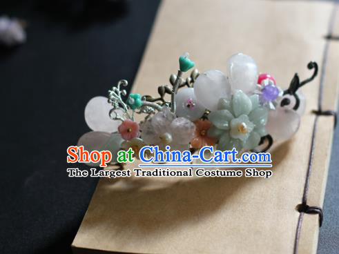 Chinese Handmade Hair Stick Traditional Ming Dynasty Princess Crystal Flowers Hair Claw