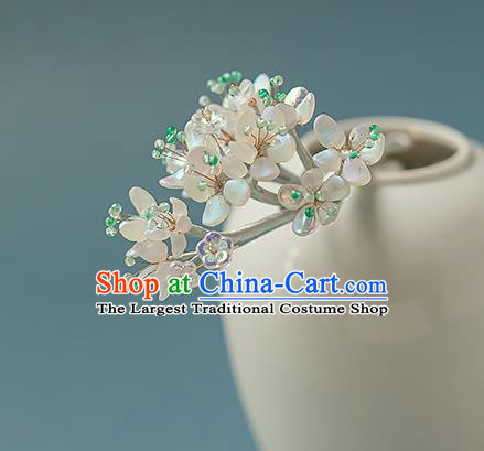 Chinese Handmade Pearls Tassel Hair Stick Traditional Ming Dynasty Hanfu Pear Blossom Hairpin