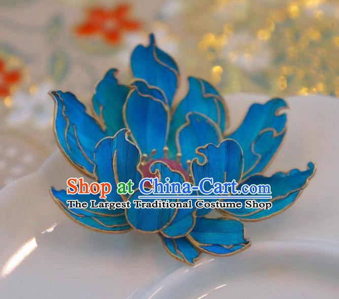 China Handmade Cloisonne Lotus Brooch Accessories Traditional Qing Dynasty Tourmaline Breastpin Jewelry