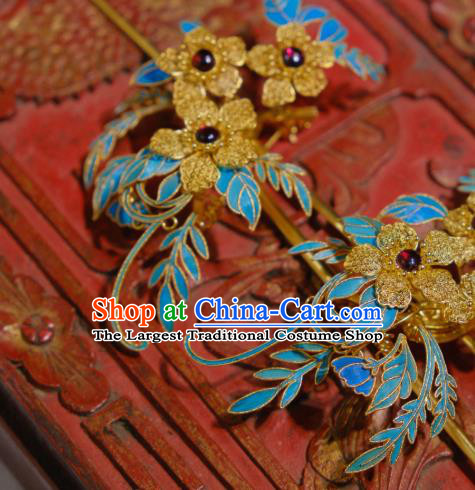 Chinese Traditional Hair Jewelry Ancient Ming Dynasty Empress Hairpin Filigree Flowers Hair Stick