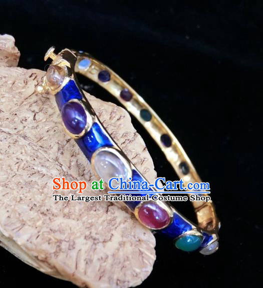 Handmade Chinese Wedding Cloisonne Bangle Accessories National Gems Bracelet