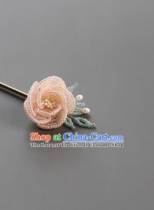 China Classical Beads Rose Hair Stick Hair Accessories Traditional Qing Dynasty Court Hairpin