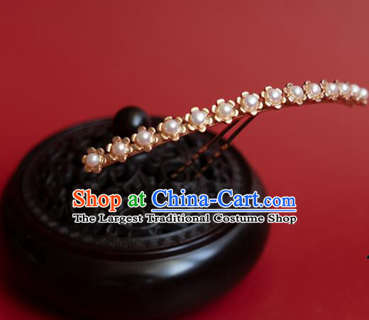 China Classical Hanfu Hair Stick Traditional Ming Dynasty Princess Pearls Hairpin