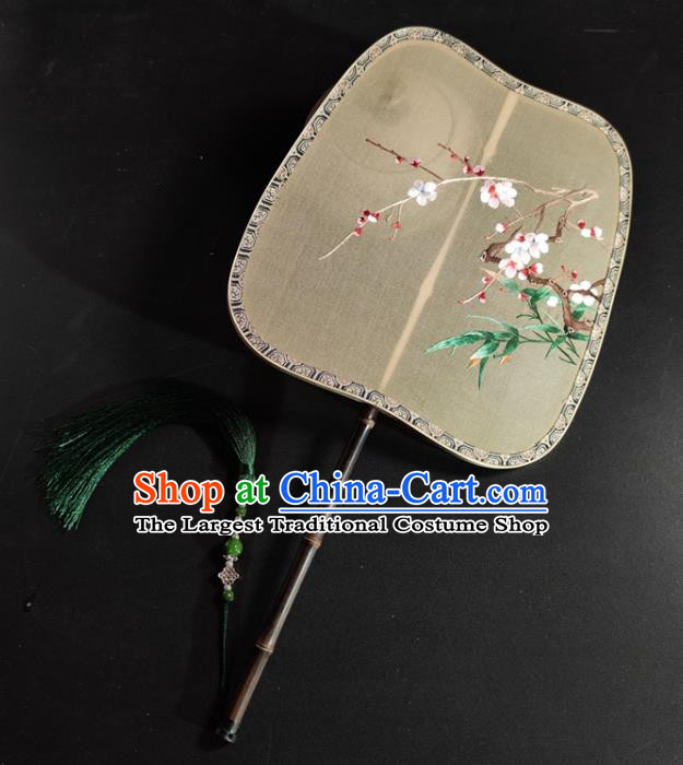 Chinese Embroidered Plum Blossom Palace Fan Ancient Song Dynasty Silk Fan Traditional Hanfu Fan