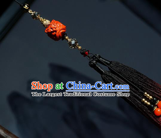 Chinese Classical Cinnabar Tassel Pendant Traditional Hanfu Waist Accessories