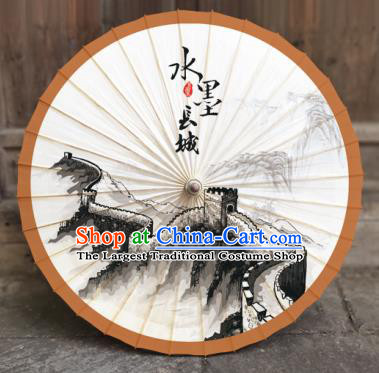 China Classical Ink Painting Great Wall Umbrella Handmade Umbrellas Craft Traditional Oil Paper Umbrella
