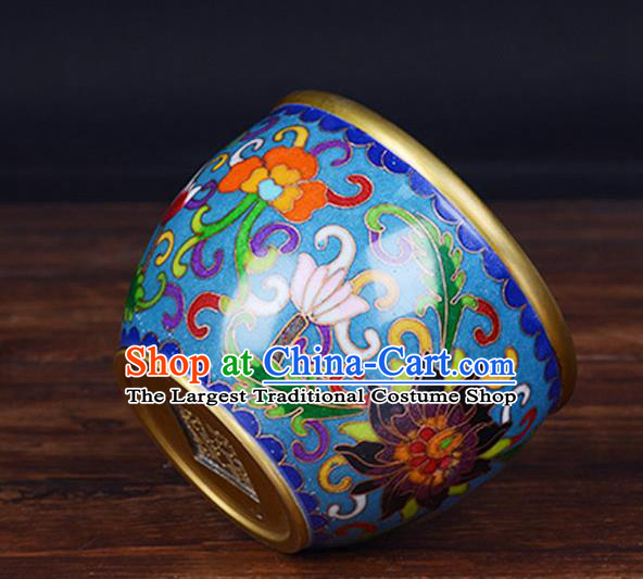 China Handmade Brass Blue Cup Traditional Cloisonne Ornament