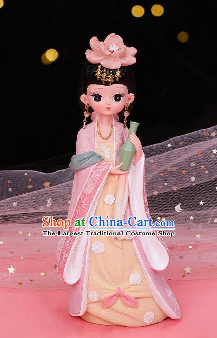 China Traditional Tang Dynasty Beauty Princess Resin Doll Handmade Beijing Pink Dress Figurine Doll