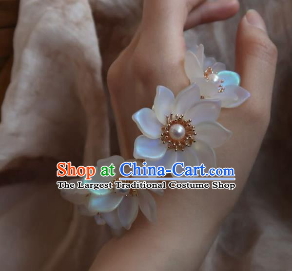 China Handmade Hanfu Hairpin Traditional Ancient Princess White Lotus Hair Stick