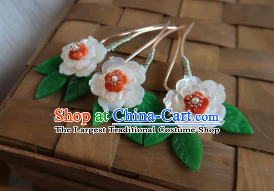 China Handmade Hanfu Flower Hairpin Traditional Ancient Princess Shell Plum Blossom Hair Stick