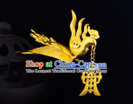 China Ancient Queen Hairpin Handmade Traditional Song Dynasty Empress Golden Phoenix Hair Crown