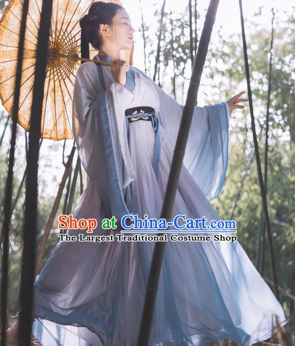 China Traditional Jin Dynasty Nobility Woman Historical Costumes Ancient Female Swordsman Hanfu Dress Clothing