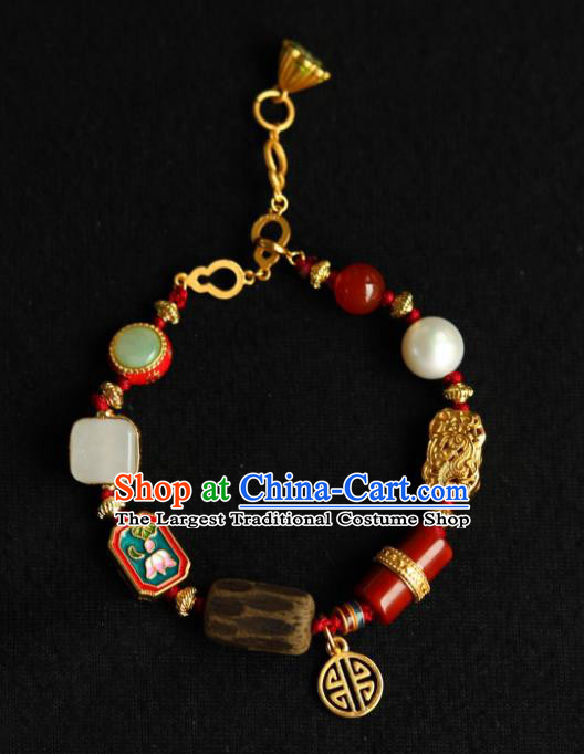 Chinese Traditional Eaglewood Bracelet Accessories Handmade Agate Bangle Accessories