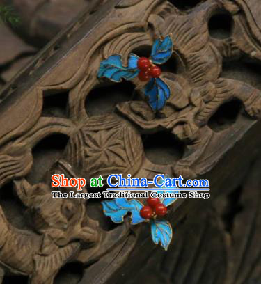 Handmade Chinese Red Berry Ear Accessories Traditional Culture Jewelry Cheongsam Earrings