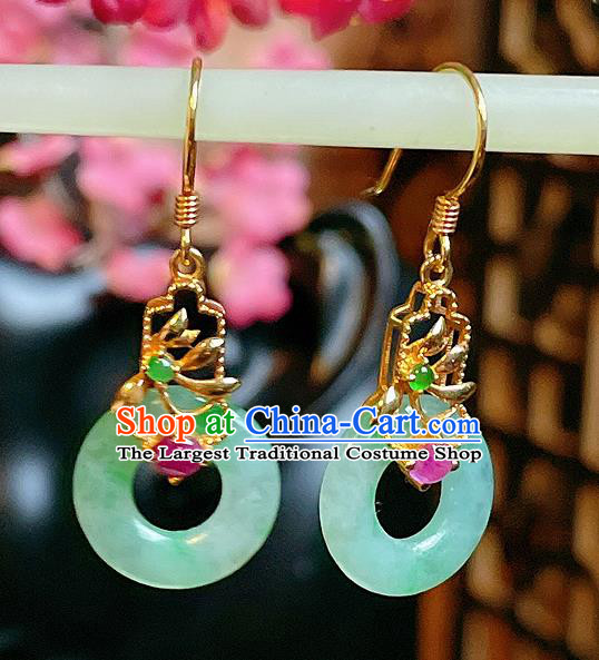 Handmade Chinese National Ear Accessories Traditional Culture Jewelry Cheongsam Jadeite Earrings