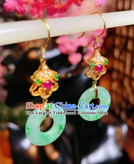 Handmade Chinese National Pearls Ear Accessories Traditional Culture Jadeite Jewelry Cheongsam Earrings