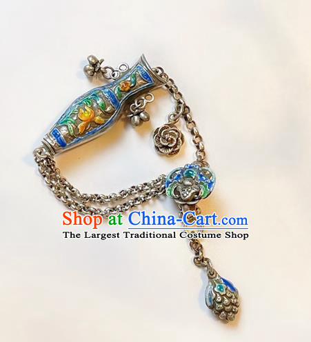 Handmade Chinese Blueing Vase Bracelet Accessories Traditional Culture Jewelry National Silver Grape Bangle