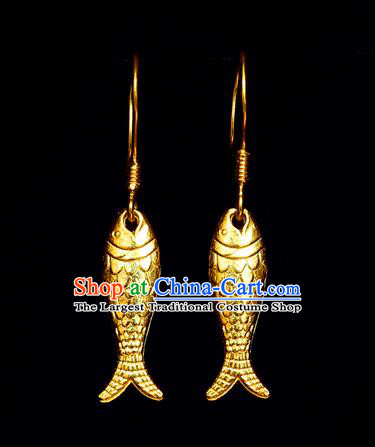 Chinese Traditional Hanfu Golden Carp Earrings Accessories Ancient Princess Silver Ear Jewelry