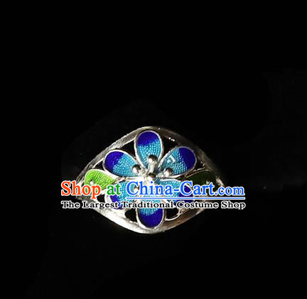 Handmade Chinese Silver Circlet Accessories Traditional Cloisonne Ring Jewelry