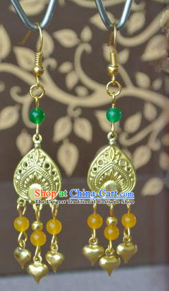 Chinese Tang Dynasty Princess Gaoyang Ear Accessories Ancient Palace Lady Golden Earrings