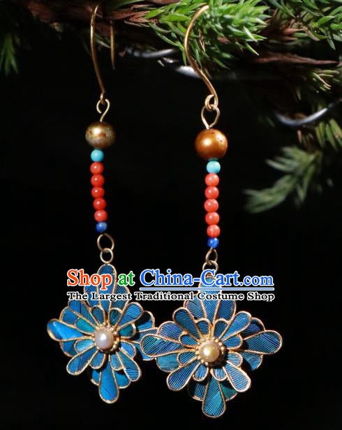 Chinese Classical Cheongsam Earrings Jewelry Ancient Qing Dynasty Court Ear Accessories