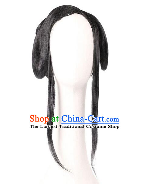 Handmade Chinese Ancient Court Beauty Wig Sheath Headwear Traditional Three Kingdoms Period Diao Chan Wigs Chignon