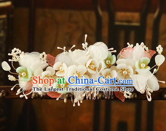 China Ming Dynasty Princess Pear Blossom Hair Comb Traditional Ancient Court Lady Hair Jewelry Flowers Hairpin