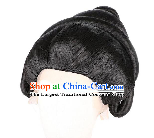 Handmade Chinese Ancient Court Woman Wig Sheath Headwear Traditional Tang Dynasty Imperial Consort Wigs Chignon