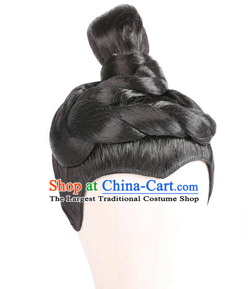 China Ancient General Warrior Wigs Traditional Qin Dynasty Swordsman Wig Sheath for Men