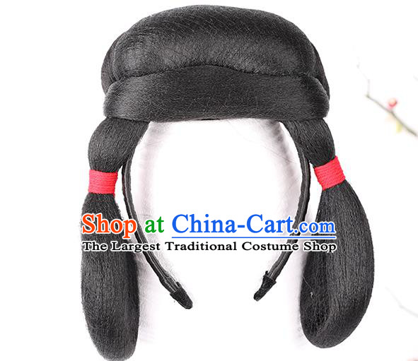 Chinese Ancient Servant Girl Wig Sheath Traditional Tang Dynasty Palace Lady Wigs Chignon Hair Clasp