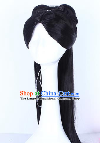 Chinese Ancient Queen Fu Yao Wig Sheath Traditional Southern and Northern Dynasties Young Lady Wigs Chignon Headwear