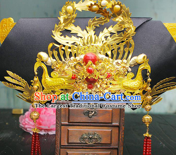 China Traditional Qing Dynasty Manchu Queen Hat Ancient Imperial Empress Great Wing Headwear