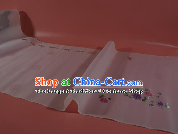 Chinese Traditional Hanfu Dress Light Pink Silk Fabric Classical Embroidered Flowers Silk Material