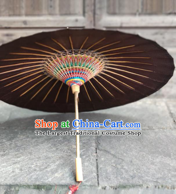 Traditional China Handmade Umbrellas Artware Bumbershoot Brown Oil Paper Umbrella Stage Show Umbrella