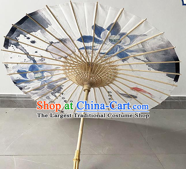 Traditional China Ink Painting Lotus Oil Paper Umbrella Stage Show Umbrella Hand Umbrellas Artware