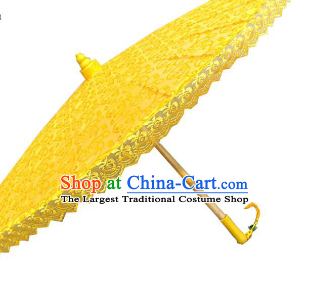 Chinese Classical Dance Umbrella Yellow Lace Umbrellas Traditional Hanfu Umbrella Wedding Umbrella