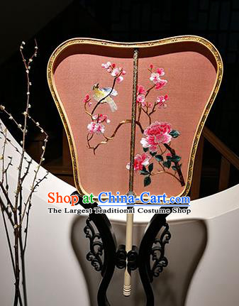 China Classical Palace Fan Traditional Embroidered Peony Fan Wedding Fan Handmade Red Silk Fans