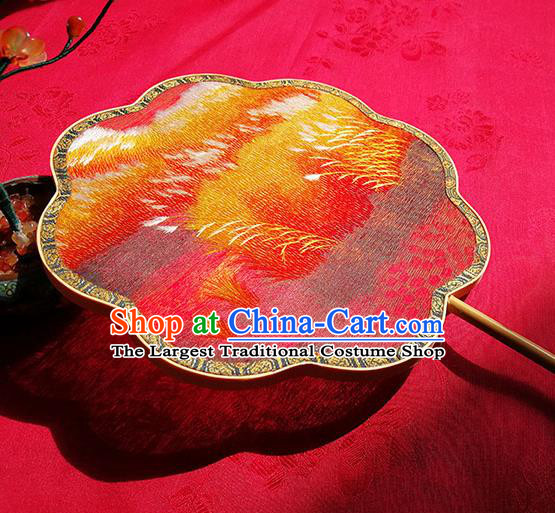 Handmade China Embroidered Autumn View Fan Classical Palace Fan Traditional Hanfu Silk Fan