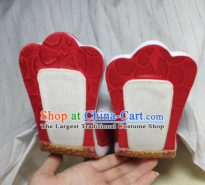 China Handmade Wedding Shoes Classical Red Brocade Shoes Traditional Tang Dynasty Princess Shoes