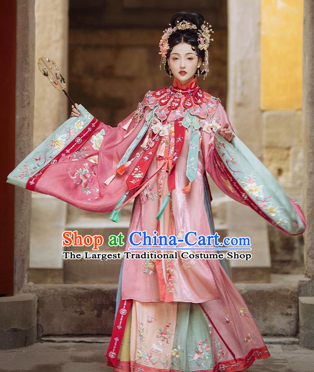 China Traditional Ming Dynasty Princess Embroidered Historical Costumes Ancient Royal Infanta Hanfu Clothing Complete Set