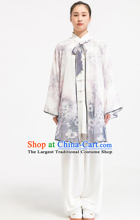 China Traditional Martial Arts Ink Painting Lotus Cape Tai Chi Training Clothing