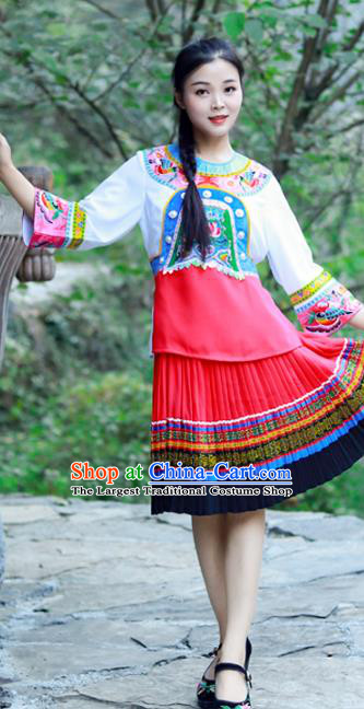 Chinese Miao Nationality Young Lady Clothing Hmong Ethnic Folk Dance Costumes