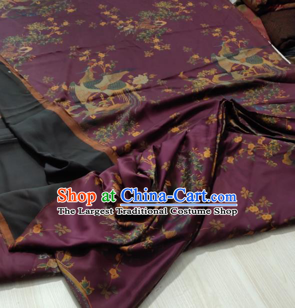 China Traditional Phoenix Pattern Gambiered Guangdong Gauze Cloth Cheongsam Purple Silk Fabric