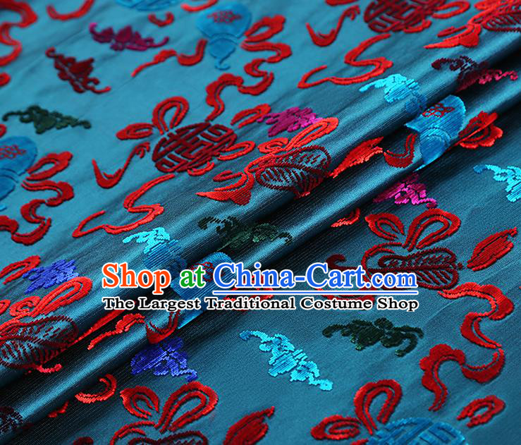 China Classical Qipao Dress Jacquard Silk Fabric Traditional Lucky Pattern Blue Brocade